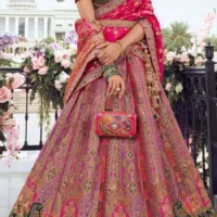 Silk Fabric Magenta Color Wedding Wear Bridal  Lehenga