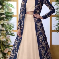 Jacket Style Georgette Pastel Peach Lehenga