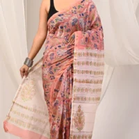 Chanderi Block Printed Saree Habdcrafted
