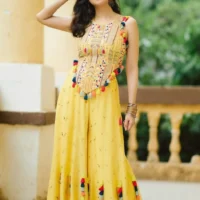 Beautiful Embroidery Dress Yellow color