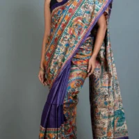 Hand Painted Madhubani Silk Saree