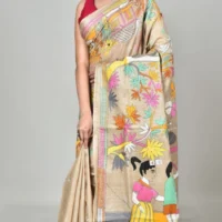 Madhubani Hand Paniting silk saree
