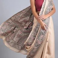 Hand Painted Madhubani Silk Saree