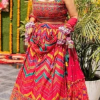 Women Mehndi Lehenga Multicolor