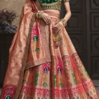 Embroidered crepe Designer Lehenga with elbow Sleeve Blouse
