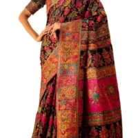 Skirt Border Gicha Tussar Painted Madhubani Saree