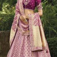 Color Banarasi Silk Fabric Engaging Lehenga Purple