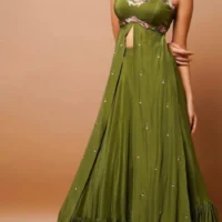 Green Indo Western Party Wear Mehndi Outifit
