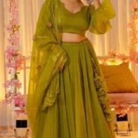 Green amet hyst elegance Lehenga Mehndi