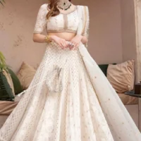 Bridal Lehenga color Whita and Golden set
