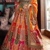 Multicolour Banarasi Silk Festve Lehenga